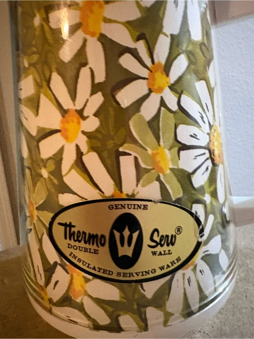 Vintage  West Bend Thermo-Serv  Floral Green carafe